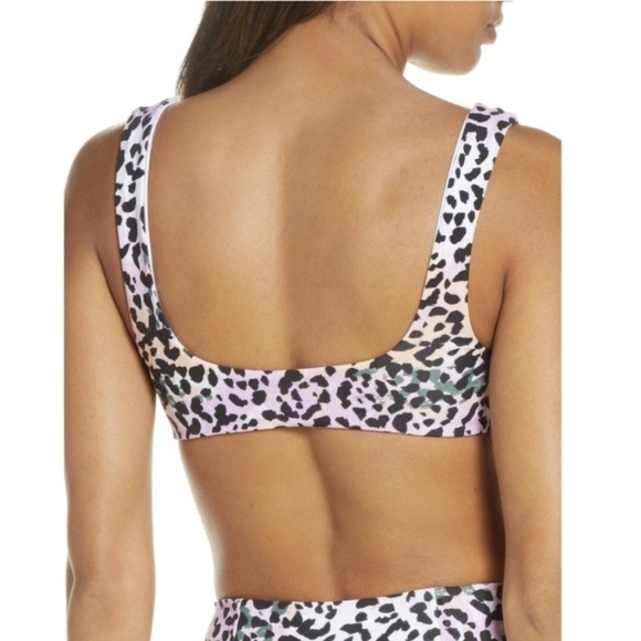 Veronica Beard Celeste Bikini Swim Top Lilac Multi Leopard Print XS - Picture 3 of 6